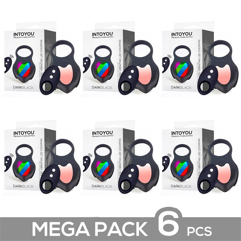 Pack 6 Darkblack Wireless Vibrating Led Cockring