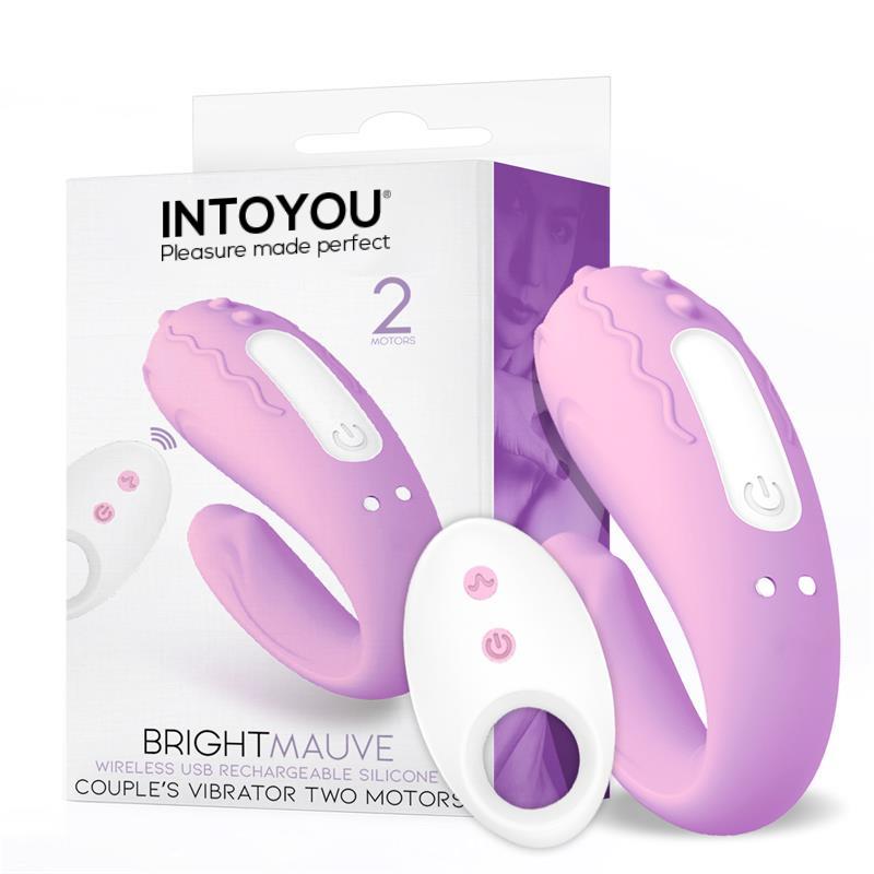 Brightmauve Couples Vibrator Two Motors Remote Control USB Silicone