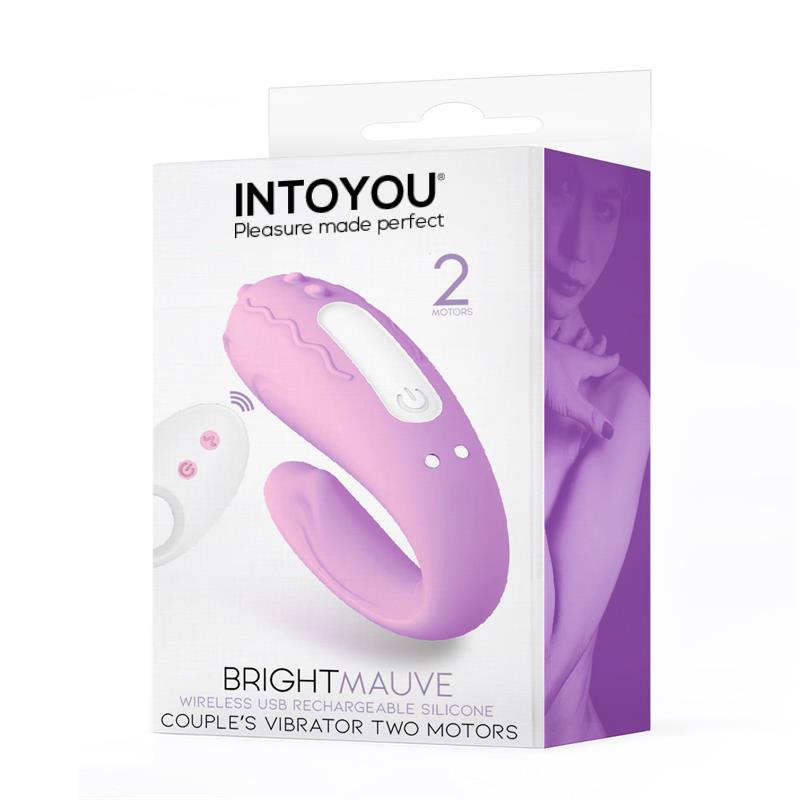 Brightmauve Couples Vibrator Two Motors Remote Control USB Silicone