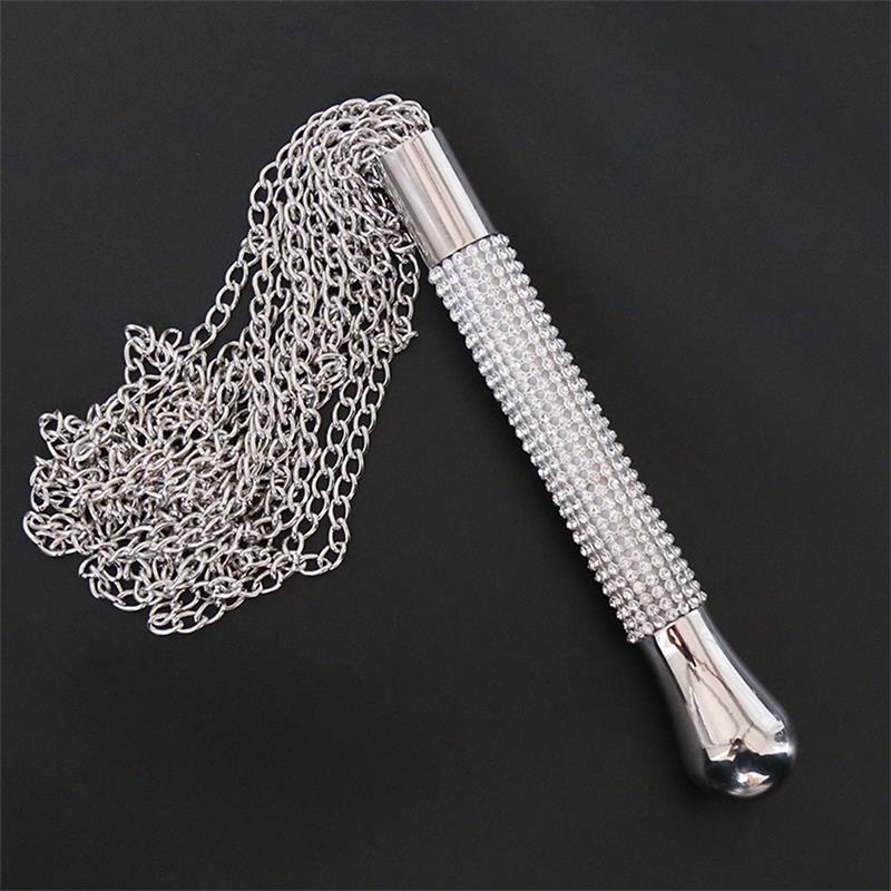 Flogger with Chain Tassel with Rhinestone Handle