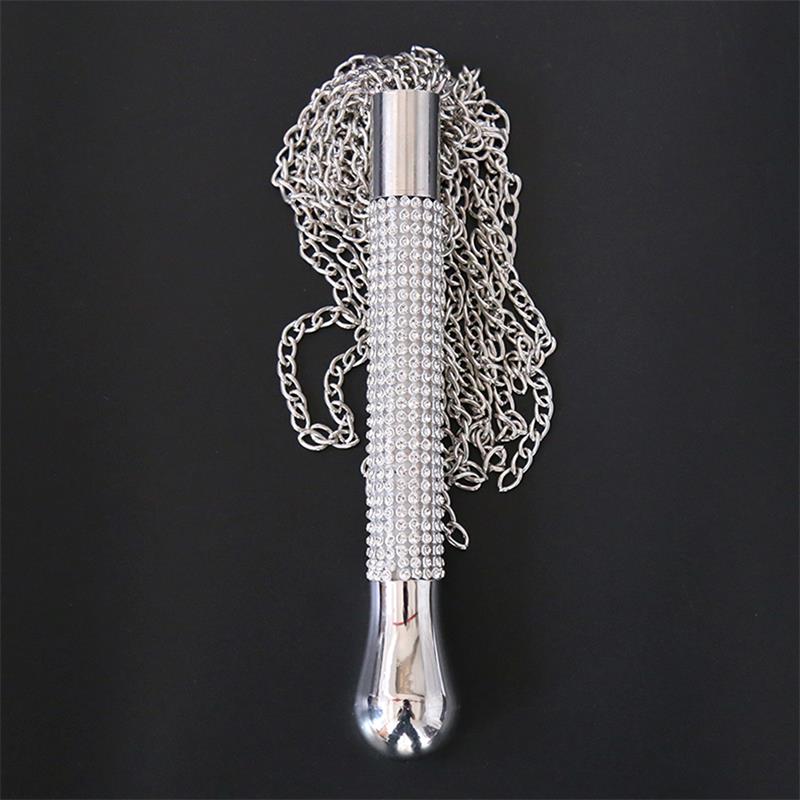 Flogger with Chain Tassel with Rhinestone Handle