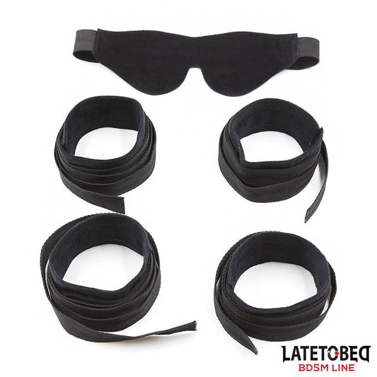 Restraint 3 Pieces Set Blindfold Anklecuffs and Wristcuffs Adjustable