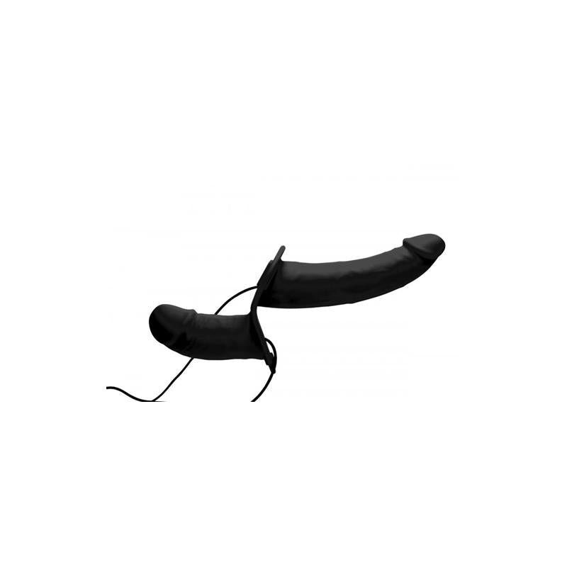 Power Pegger Double Strap On Vibrator Black