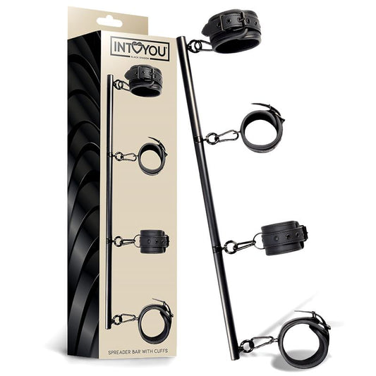 Detachable Rigid Spreader Bar and 4 Detachable Neoprene and Vegan Leather Cuffs