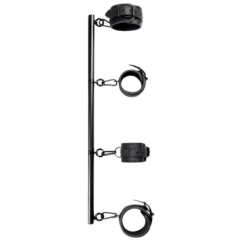 Detachable Rigid Spreader Bar and 4 Detachable Neoprene and Vegan Leather Cuffs