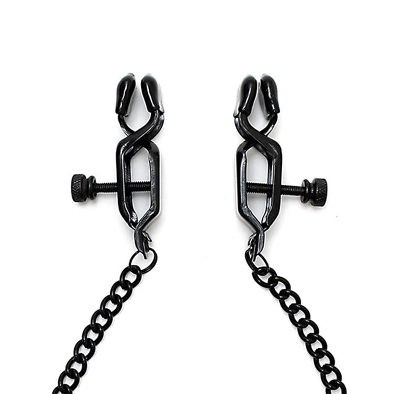 Adjustable nipple clamps with black chain