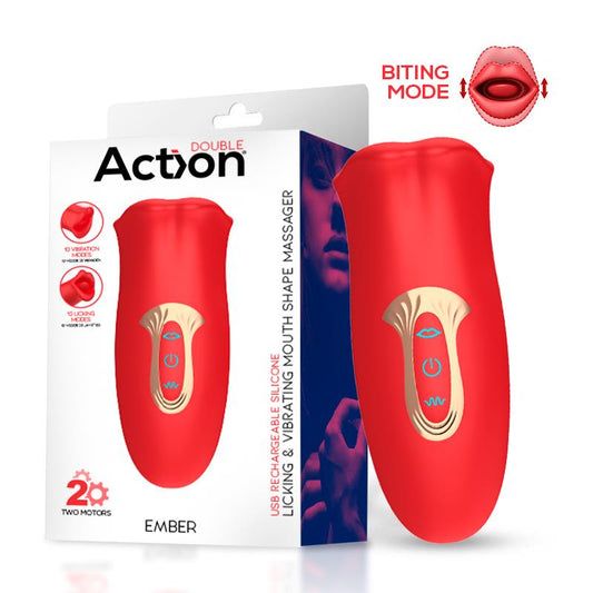 Ember Licking and Vibrating Mouth Shape Massager USB Silicone