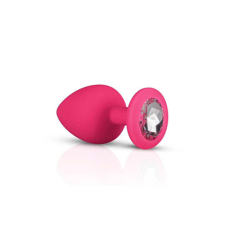 3 Pieces Butt Plug Set with Crystal Silicone Pink