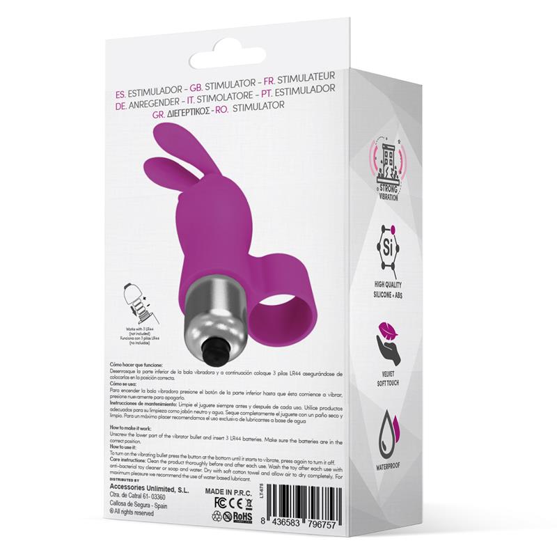 Fingyhop Vibrating Bullet with Rabbit Silicone Purple