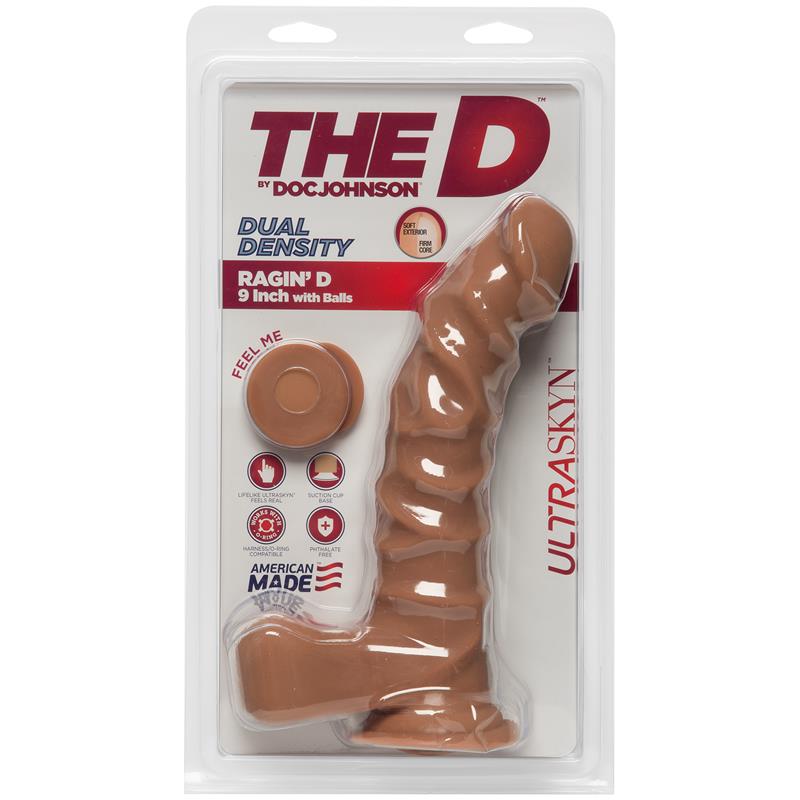 Dual Density Dildo RaginD with Balls 9 Caramel