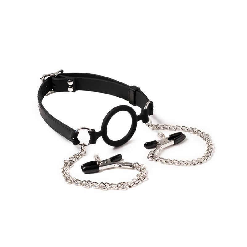 Mouthgag with O Ring and Nipple Clamps