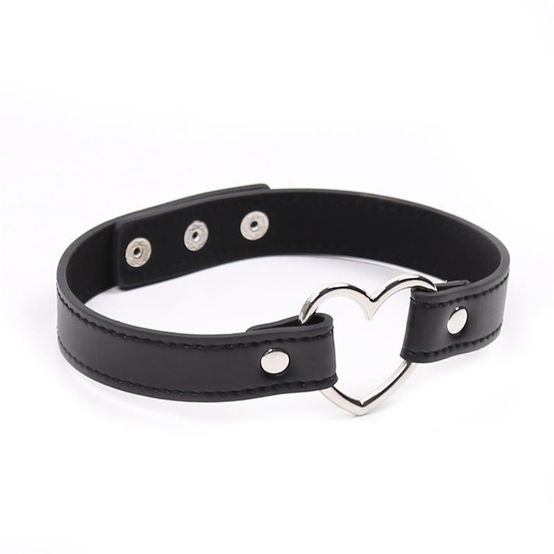 Collar with Heart Shaped Hoop Adjustable 415 cm Black