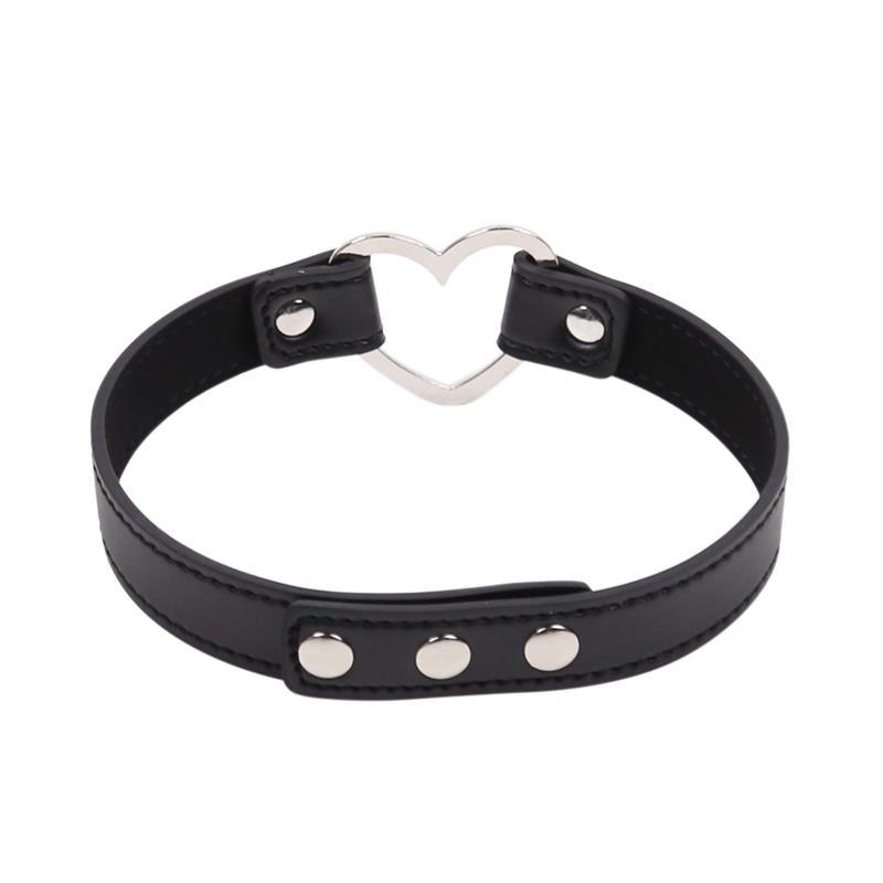 Collar with Heart Shaped Hoop Adjustable 415 cm Black