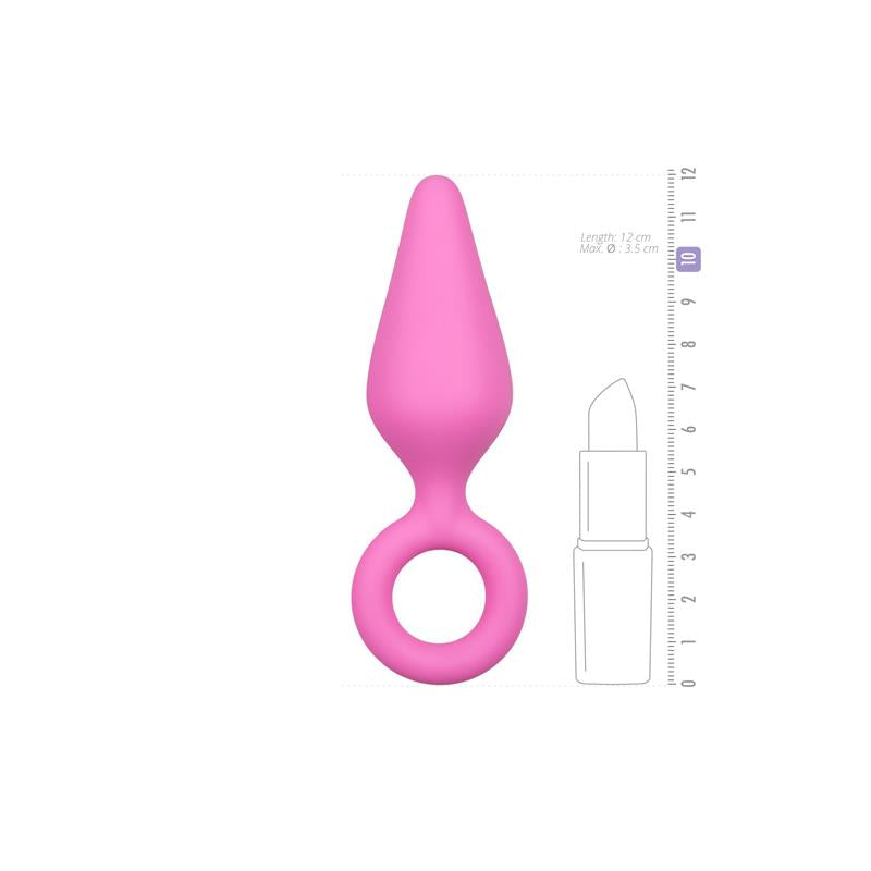 Pink Buttplugs With Pull Ring Medium