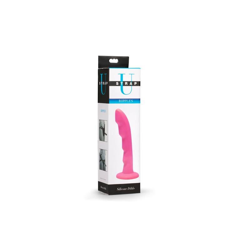 Ripples Silicone Strap On Harness Dildo Pink