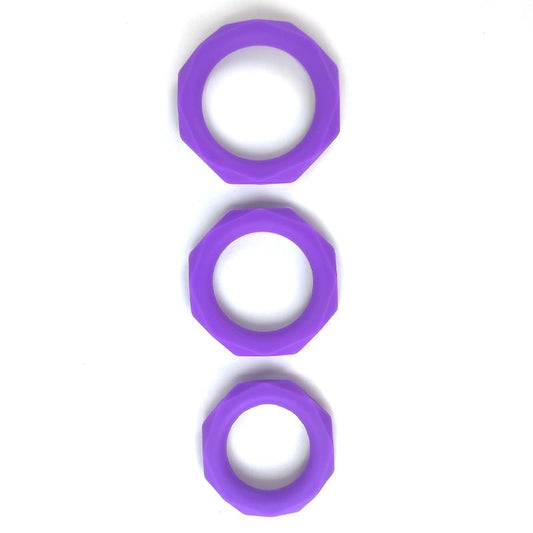 Set of 3 penis rings Silicone Purple