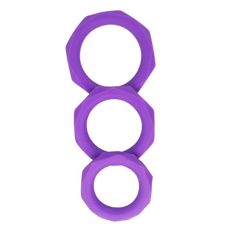 Set of 3 penis rings Silicone Purple