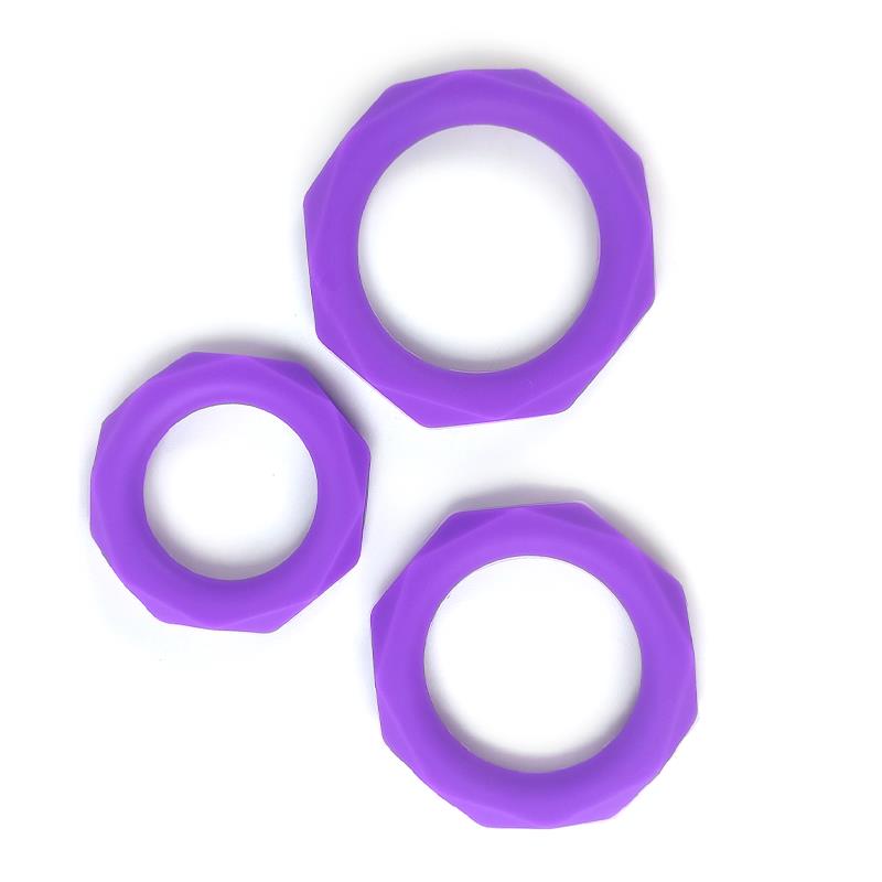 Set of 3 penis rings Silicone Purple