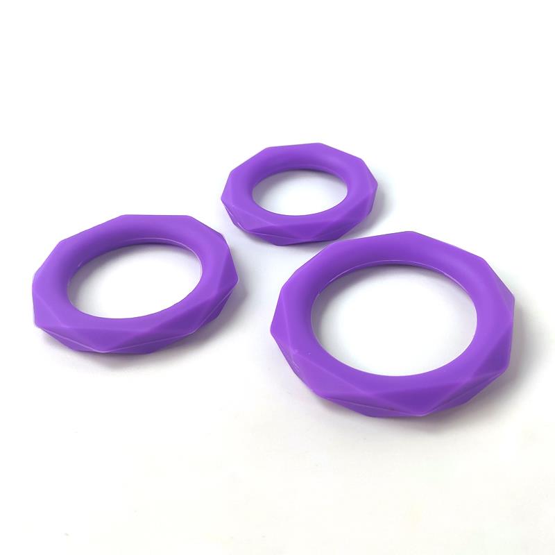 Set of 3 penis rings Silicone Purple