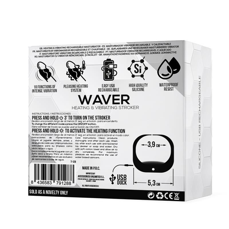 Waver Male Masturbator Heat and Vibration Function Flexible USB Silicone