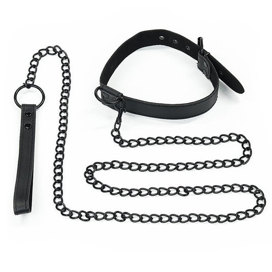 Collar with Leash Black Matt