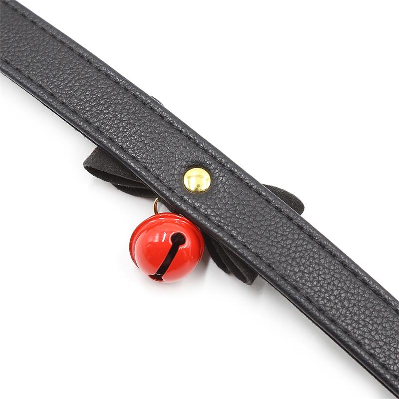 Collar with Bow and Rattle 44 cm Black Red