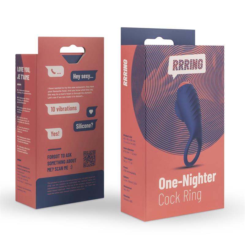 Rring One Nighter Penis Ring with Vibration USB Silicone