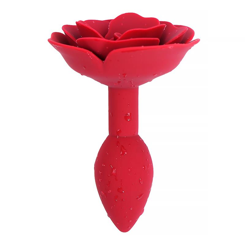 Rose Silicone Butt Plug Red