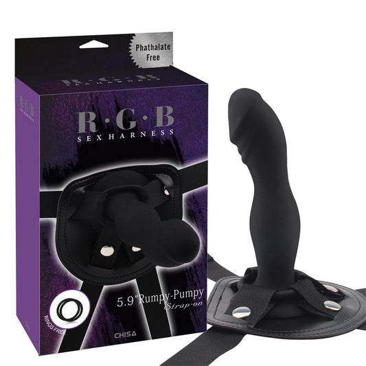 Strap On with Dildo Rumpy Silicone Black