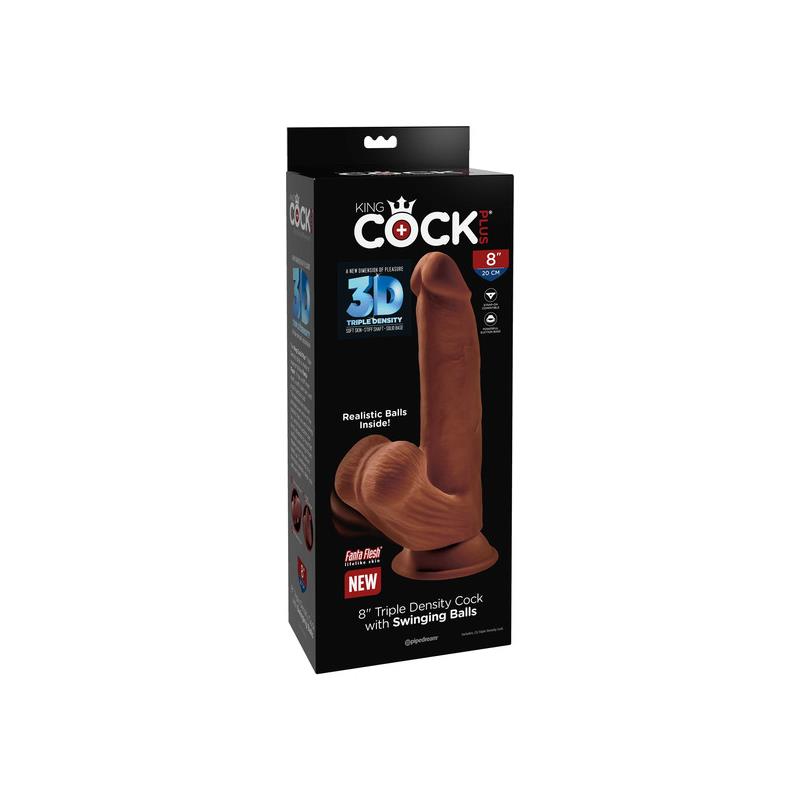 Triple Density Dildo Swinging Balls 82 Caramel