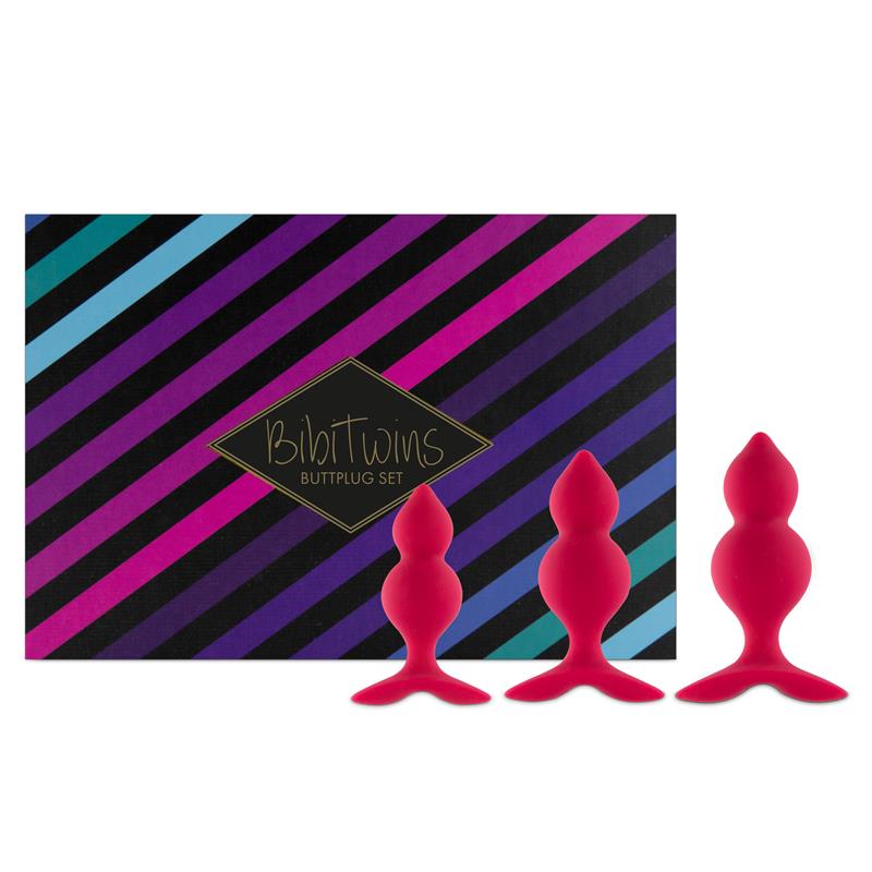 Bibi Twin Set of 3 Butt Plug Pink