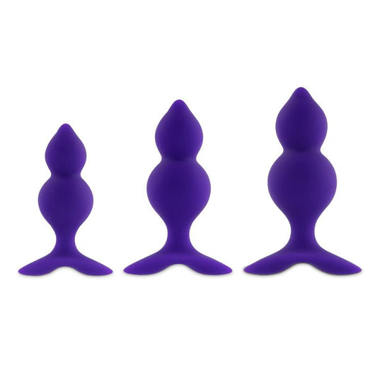 Bibi Twin Set of 3 Butt Plug Purple