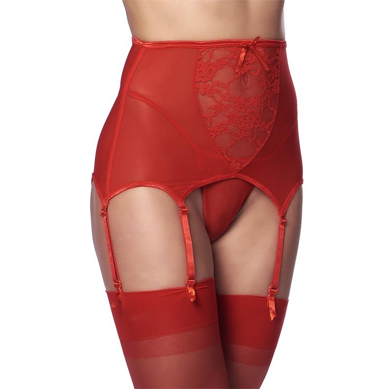 Wide Garter Belt with Stocking Red